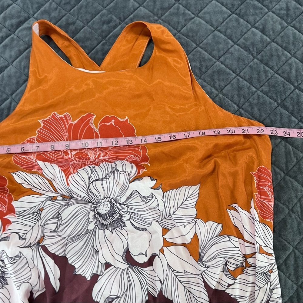 Anthropologie Maeve Maxi Dress Women’s XL Floral Twist Back Orange Slit Sides Q - Picture 11 of 11